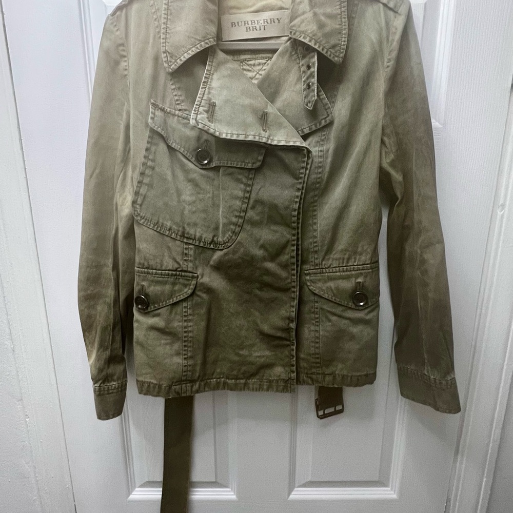Burberry Brit Olive Green Cotton Jacket with belt
